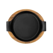 Lava Döküm Yuvarlak Sahan Döküm Demir Yekpare Çift Kulplu Kayın Servis Ahşabı. Çap(Ø)18cm. thumbnail 3