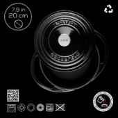 Lava Döküm Yuvarlak Tencere Döküm Demir Kapak Heritage Serisi Çap(Ø)20cm  Siyah thumbnail 3