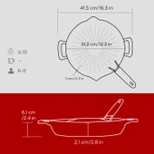 Lava Döküm Yuvarlak Grill Izgara Tavası Genghis Khan Serisi Çift Kulp ve Silikon Tel Saplı Çap(Ø)32cm. thumbnail 5