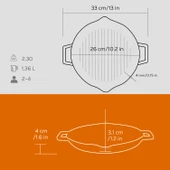 Lava Döküm Yuvarlak Izgara Tavası Döküm Demir Yekpare Çift Kulplu Çap(Ø)26cm.  Turuncu thumbnail 5