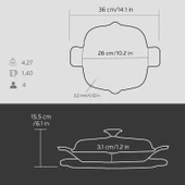 Lava Döküm Kızartma Tavası Cam Kapak Kayın Servis Ahşabı Döküm Demir Yekpare Çift Kulplu Ölçü 26x26cm. thumbnail 3