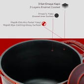 Lava Döküm Yuvarlak Tencere Döküm Demir Kapak Experience Majolik Serisi Çap(Ø)23cm  Kırmızı thumbnail 6