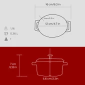 Lava Döküm Mini Oval Tencere. Trendy Serisi Ölçü 9x12cm.  Kırmızı thumbnail 5