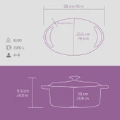 Lava Döküm Oval Tencere Döküm Demir Kapak Heritage Serisi Ölçü 22x28cm.  Mor thumbnail 6