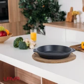 Lava Döküm Yuvarlak Servis Tabağı ve Ahşap altlığı. Çap(Ø)16cm. - 5
