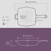 Lava Döküm Kare Izgara Tava Döküm Demir Yekpare Saplı Ölçü 20x20cm.  Mor thumbnail 5