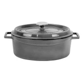 Lava Döküm Oval Tencere Döküm Demir Yekpare Kulplu Premium Serisi Ölçü 23x29cm.  Gri thumbnail 1