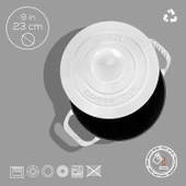 Lava Döküm Yuvarlak Tencere Döküm Demir Kapak Experience Majolik Serisi Çap(Ø)23cm  Beyaz thumbnail 4