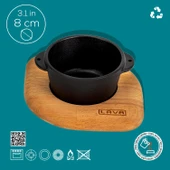 Lava Döküm Yuvarlak Sufle / Sos Kabı ve Ahşap Altlığı. Çap(Ø)8cm. thumbnail 4