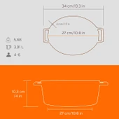 Lava Döküm Oval Tencere. Edition Serisi Ölçü 21x27cm.  Turuncu thumbnail 5