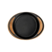 Lava Döküm Yuvarlak Sahan Döküm Demir Yekpare Çift Kulplu Kayın Servis Ahşabı Çap(Ø)12cm. thumbnail 1