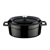 Lava Döküm Oval Tencere. Trendy Serisi Ölçü 21x25cm.  Siyah thumbnail 1