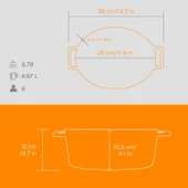 Lava Döküm Oval Tencere Döküm Demir Yekpare Kulplu Spring Serisi Ölçü 23x29cm.  Turuncu thumbnail 5