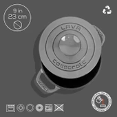 Lava Döküm Yuvarlak Tencere Döküm Demir Kapak Experience Majolik Serisi Çap(Ø)23cm  Gri thumbnail 4