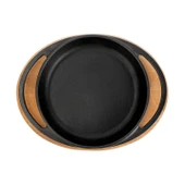 Lava Döküm Yuvarlak Sahan Döküm Demir Yekpare Çift Kulplu Kayın Servis Ahşabı Çap(Ø)20cm. thumbnail 3