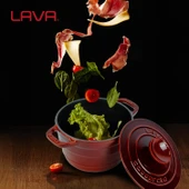 Lava Döküm Yuvarlak Tencere Döküm Demir Kapak Experience Majolik Serisi Çap(Ø)23cm  Kırmızı thumbnail 7