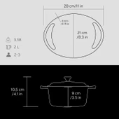 Lava Döküm Yuvarlak Tencere Döküm Demir Kapak Heritage Serisi Çap(Ø)20cm  Siyah thumbnail 4
