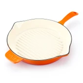 Lava Döküm Yuvarlak Izgara Tavası Döküm Demir Yekpare Saplı Edition Serisi Çap(Ø)28cm.  Turuncu - 3