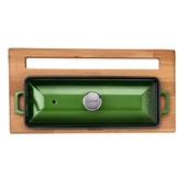 Lava Döküm Ekmek Tenceresi / Kayın Ağacı Servis Standı / Terrine Serisi. Ölçü 11x29cm.  Yeşil thumbnail 2