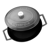 Lava Döküm Oval Tencere. Folk Serisi Ölçü 21x25cm.  Gri thumbnail 3