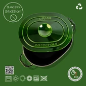 Lava Döküm Oval Tencere Döküm Demir Kapak Experience Majolik Serisi Ölçü 24x33cm.  Yeşil - 4