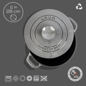 Lava Döküm Yuvarlak Tencere Döküm Demir Kapak Experience Majolik Serisi Çap(Ø)28cm  Gri thumbnail 4