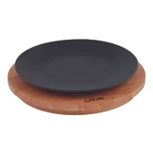 Lava Döküm Yuvarlak Servis Tabağı ve Kayın Servis Ahşabı. Çap(Ø)25cm. - 1