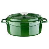 Lava Döküm Oval Tencere Döküm Demir Yekpare Kulplu Premium Serisi Ölçü 21x27cm.  Yeşil thumbnail 1