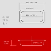 Lava Döküm Dikdörtgen 1/3 Gastronomi Küvet Ölçü 32x17cm. Kırmızı - 5