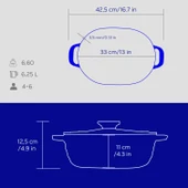 Lava Döküm Oval Tencere Döküm Demir Kapak Experience Serisi Ölçü 24x33cm.  Mavi thumbnail 5