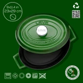 Lava Döküm Oval Tencere. Trendy Serisi Ölçü 23x29cm.  Yeşil thumbnail 4