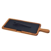 Lava Döküm Ahşap ve Döküm Demir Hot Plate Servis Tahtası. Ölçü 17x37cm. - 1