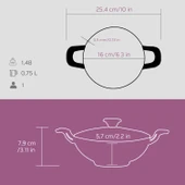 Lava Döküm Mini Wok Yekpare Kulplu Cam Kapaklı Çap(Ø)16cm.  Pembe - 4