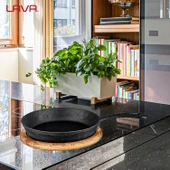 Lava Döküm Yuvarlak Kızartma Tavası Yekpare Saplı Kayın Servis Ahşabı. Çap(Ø)20cm - 7