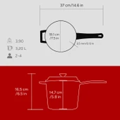 Lava Döküm Yuvarlak Sos Tenceresi. Döküm Demir Yekpare Saplı Trendy Serisi Çap(Ø18 cm.  Kırmızı thumbnail 4