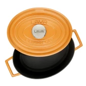 Lava Döküm Oval Tencere Döküm Demir Yekpare Kulplu Spring Serisi Ölçü 21x27cm.  Turuncu thumbnail 2