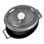 Lava Döküm Oval Tencere Döküm Demir Yekpare Kulplu Premium Serisi Ölçü 23x29cm.  Gri thumbnail 3
