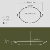 Lava Döküm Oval Fajita Tabağı Döküm Demir Yekpare Çift Kulplu Ölçü 18x24cm. thumbnail 3