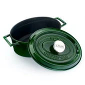 Lava Döküm Oval Tencere Döküm Demir Yekpare Kulplu Premium Serisi Ölçü 21x27cm.  Yeşil thumbnail 3