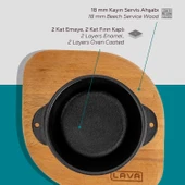 Lava Döküm Yuvarlak Sufle / Sos Kabı ve Ahşap Altlığı. Çap(Ø)8cm. thumbnail 6