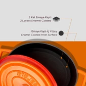 Lava Döküm Oval Tencere. Trendy Serisi Ölçü 21x25cm.  Turuncu thumbnail 6