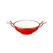 Lava Döküm Mini Wok Yekpare Kulplu Cam Kapaklı Edition Serisi Çap(Ø)16cm.  Kırmızı thumbnail 3