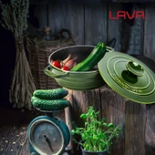 Lava Döküm Yuvarlak Tencere Döküm Demir Kapak Experience Majolik Serisi Çap(Ø)28cm  Yeşil thumbnail 7