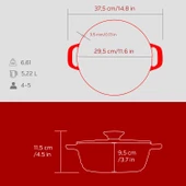 Lava Döküm Yuvarlak Tencere Döküm Demir Kapak Experience Majolik Serisi Çap(Ø)28cm  Kırmızı thumbnail 5