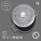 Lava Döküm Yuvarlak Tencere Döküm Demir Yekpare Kulplu Premium Serisi Çap(Ø)24cm.  Gri thumbnail 4