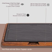 Lava Döküm Ahşap ve Döküm Demir Hot Plate Servis Tahtası. Ölçü 25x25cm. - 4