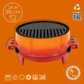 Lava Döküm Yuvarlak Mangal Izgara Set Döküm Demir Yekpare Çift Kulplu Çap (Ø)36cm. Turuncu - 5