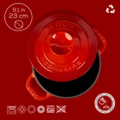 Lava Döküm Yuvarlak Tencere Döküm Demir Kapak Experience Serisi Çap(Ø)23cm  Kırmızı thumbnail 4