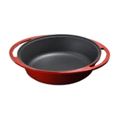 Lava Döküm Yuvarlak Derin Kızartma Tavası Döküm Demir Yekpare Çift Kulplu Çap(Ø)27cm.  Kırmızı - 2