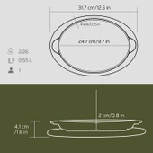 Lava Döküm Oval Fajita Tabağı Döküm Demir Yekpare Çift Kulplu Kayın Servis Ahşabı Ölçü 18x24cm. thumbnail 3